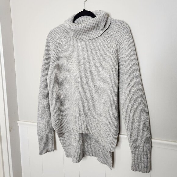 WILFRED FREE Aritzia Grey High Low Merino Wool Turtleneck Sweater - Picture 1 of 5